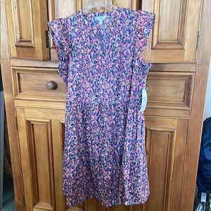 Time and Tru Pink and Blue Mini Flutter Sleeve Sundress